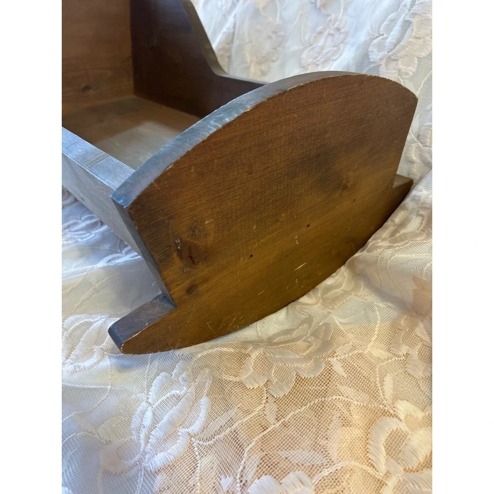 The Whitsons Handcrafted Wooden Doll Cradle Rocking Cradle Dark Rustic Pine Wood